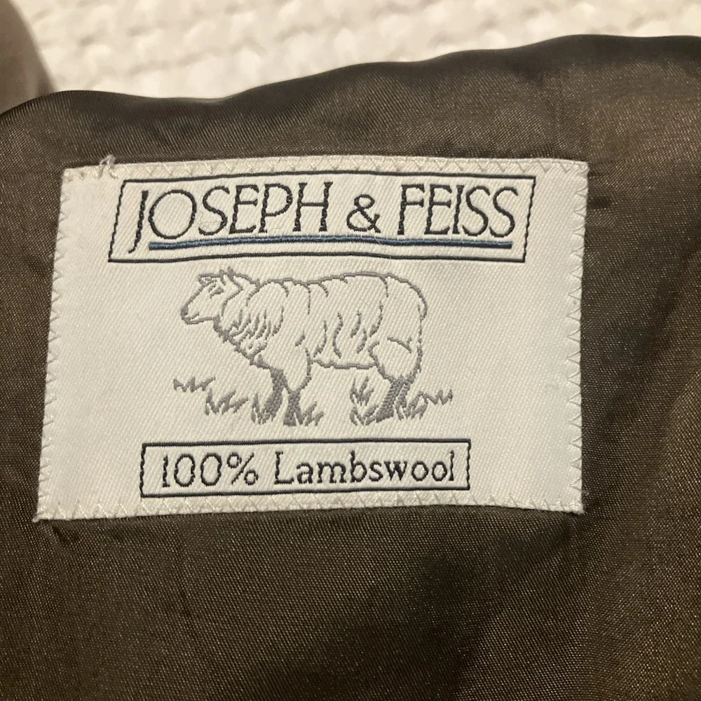 Joseph & Feiss Mens 46R 3 Button‎ Lambswool Sports Coat Brown Houndstooth